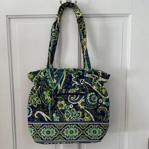 Vera Bradley Floral & Paisley Patterned Tote Bag - Blue and Green